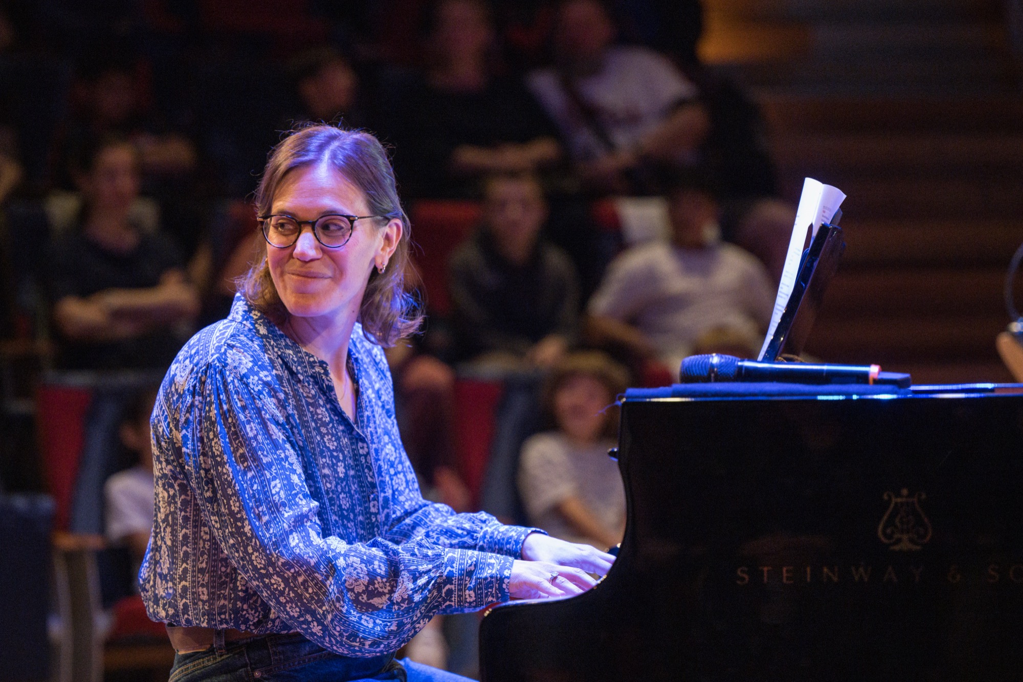 At the piano in performance