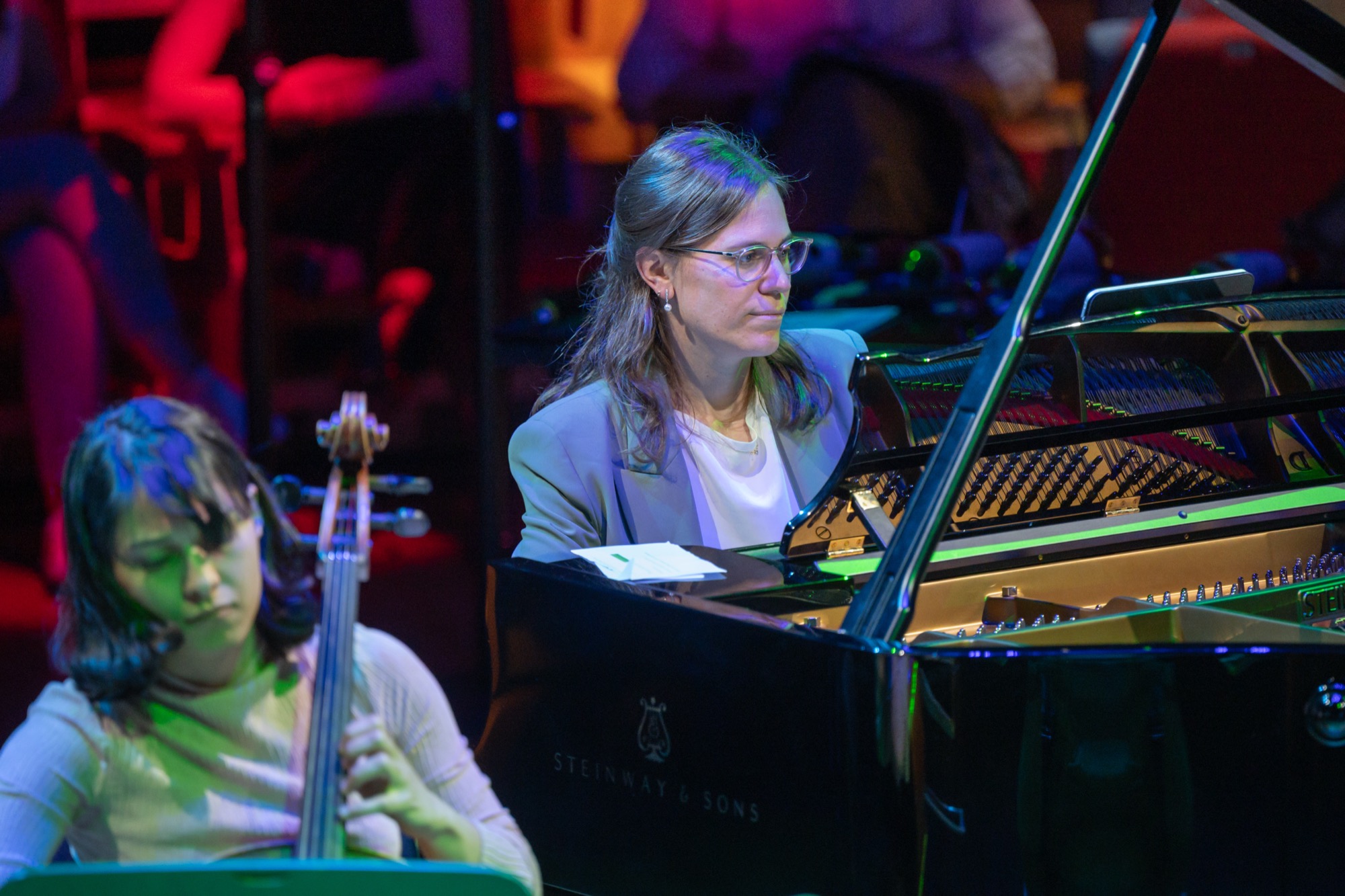 Performing alongside a cellist