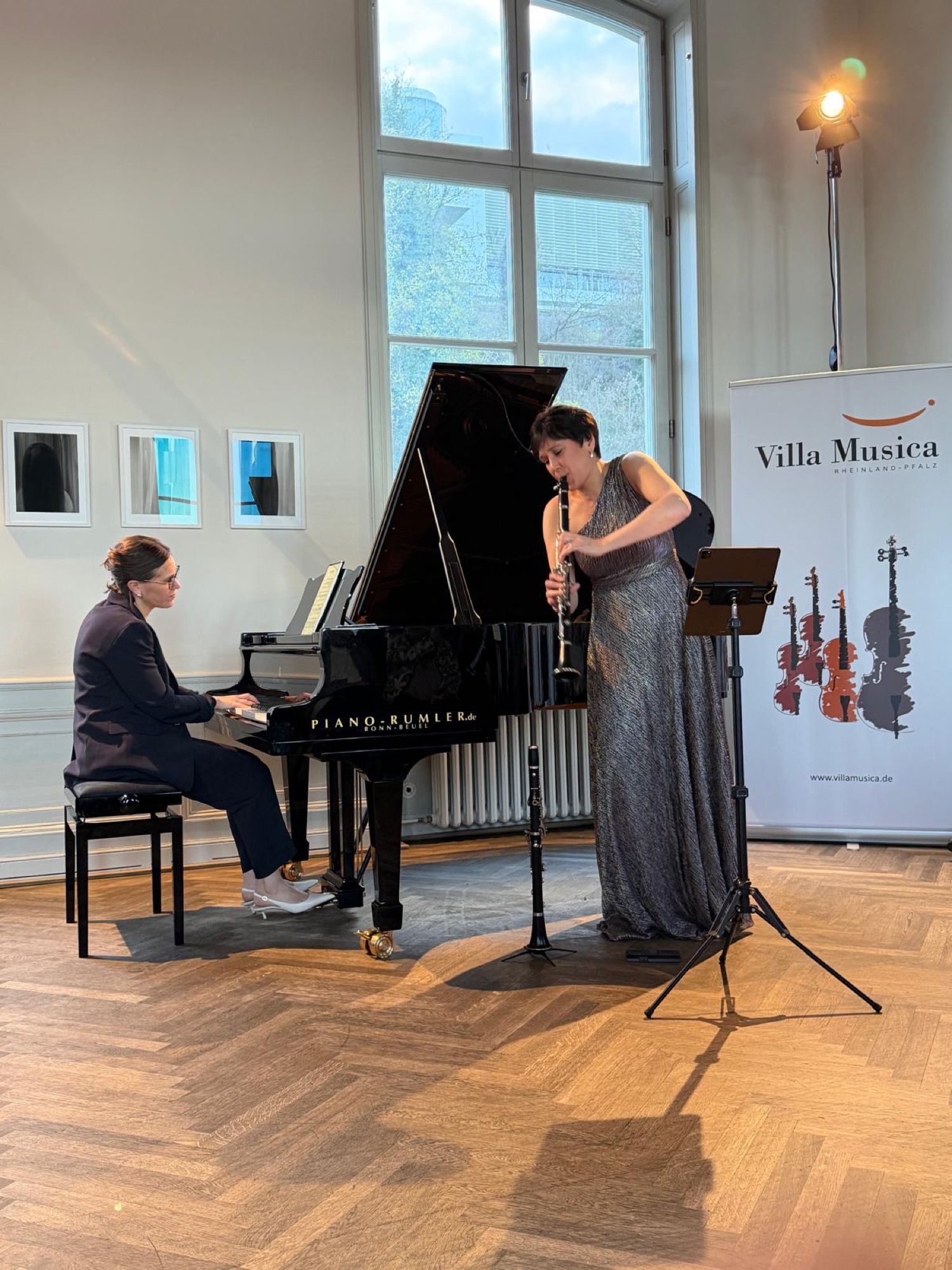 Performing with Sharon Kam at the piano